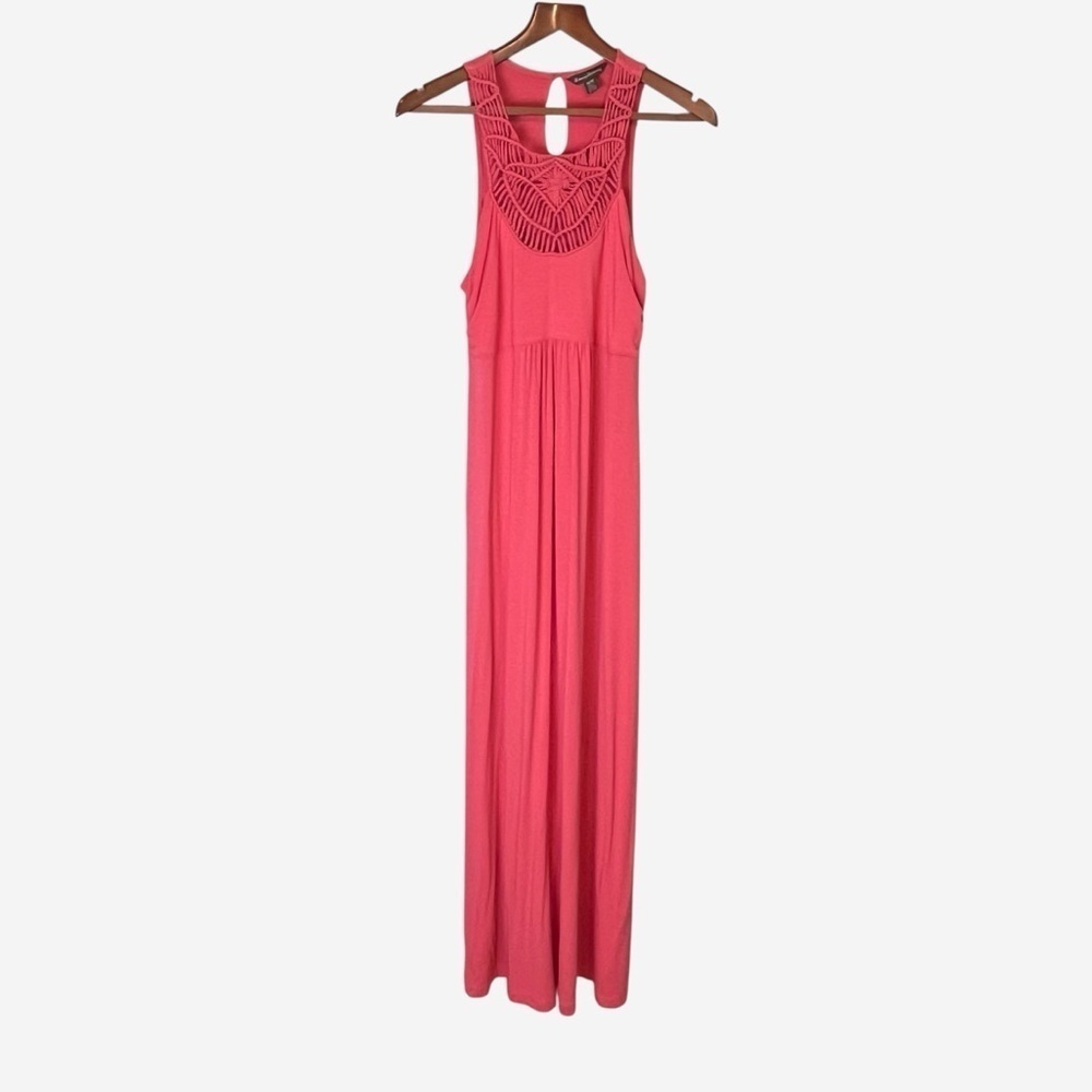Tommy Bahama Tambour Crochet Neck Maxi Dress Coral Medium M - Picture 4 of 11